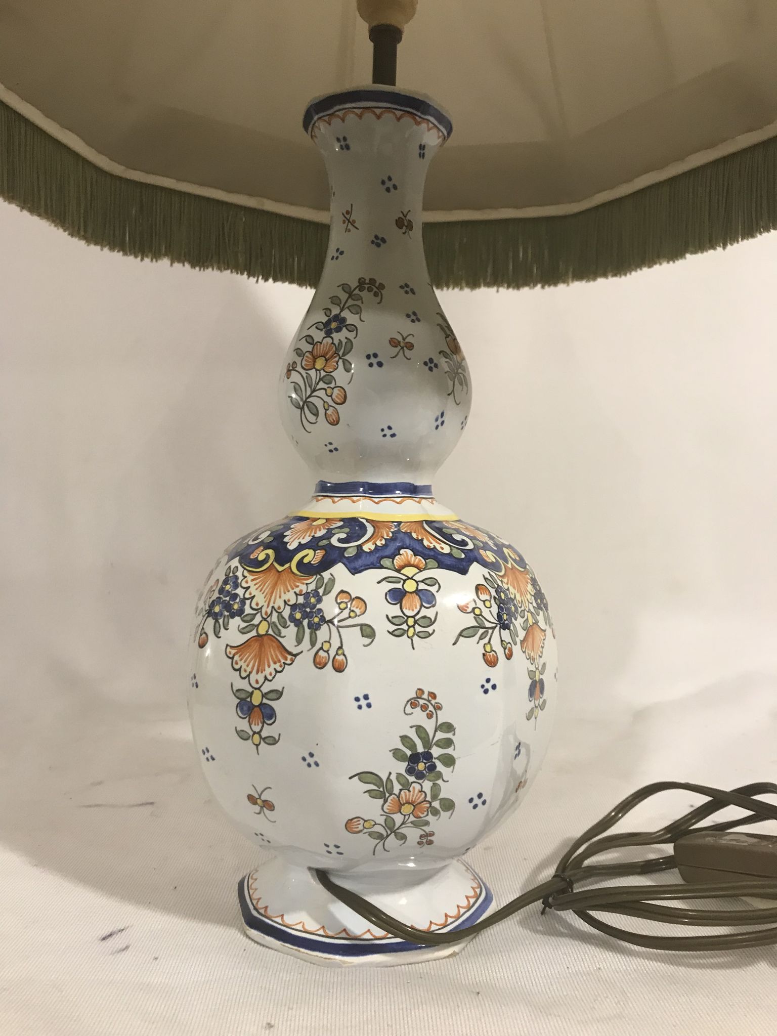 Old lamp vase painted ceramics  Quimper