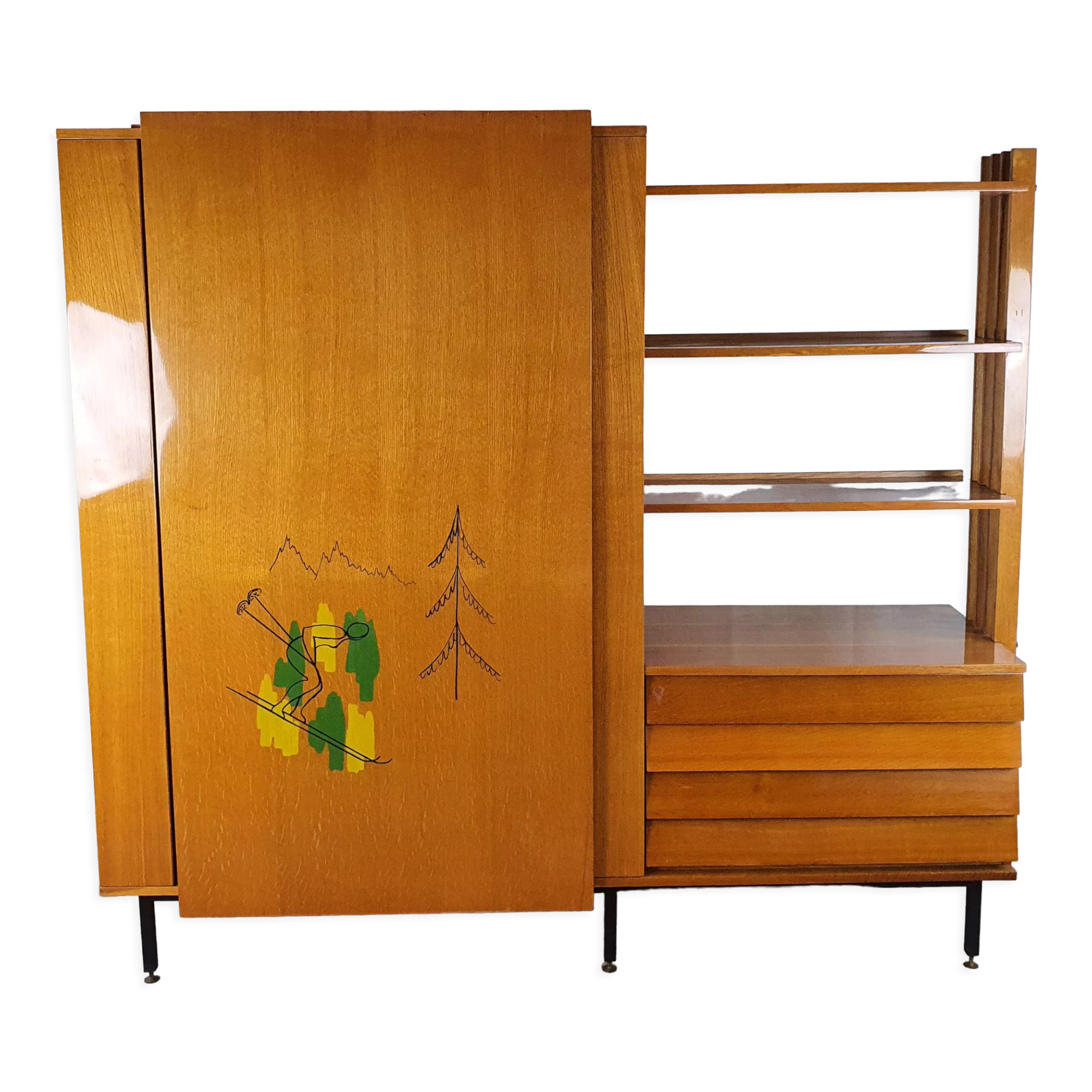 Buffet milanais en hêtre années 1950