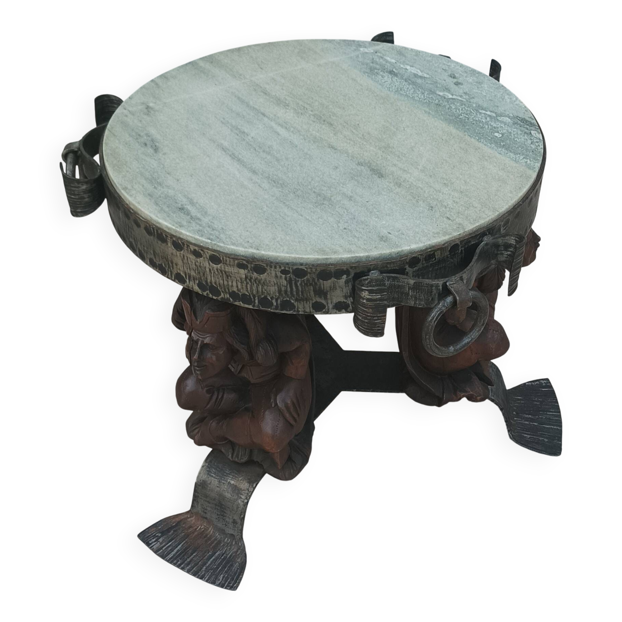 Jean-maurice rothschild (1902-1999) wrought iron and marble coffee table