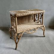 Wood and rattan bedside table, butterflies