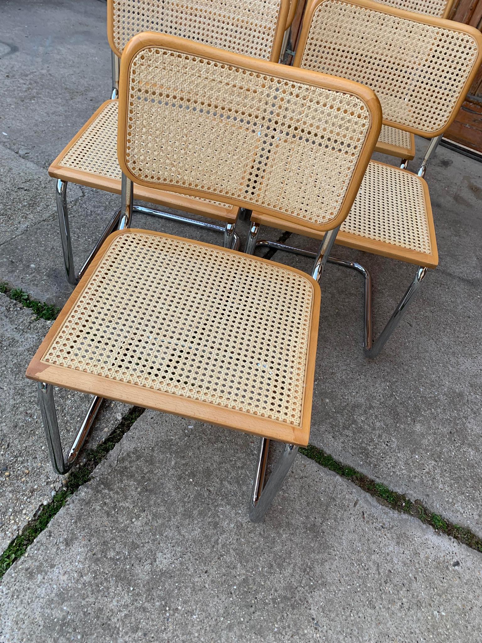 Set of 5 mid-century Italian B32 Cesca chairs by Marcel Breuer, 1970s