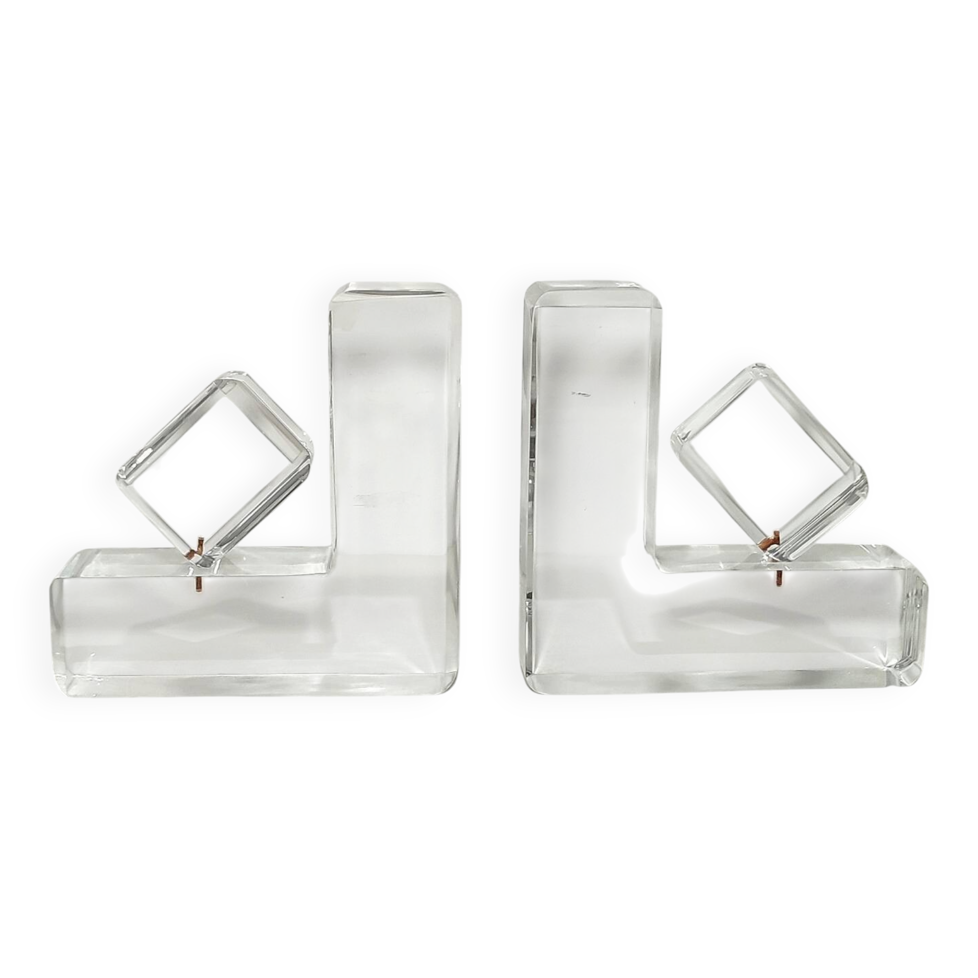 Par de sujeta libros de metacrilato. España, 1980s.