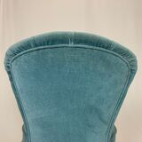 Blue velvet toad armchair