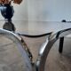 Table basse chrome, verre fumé
