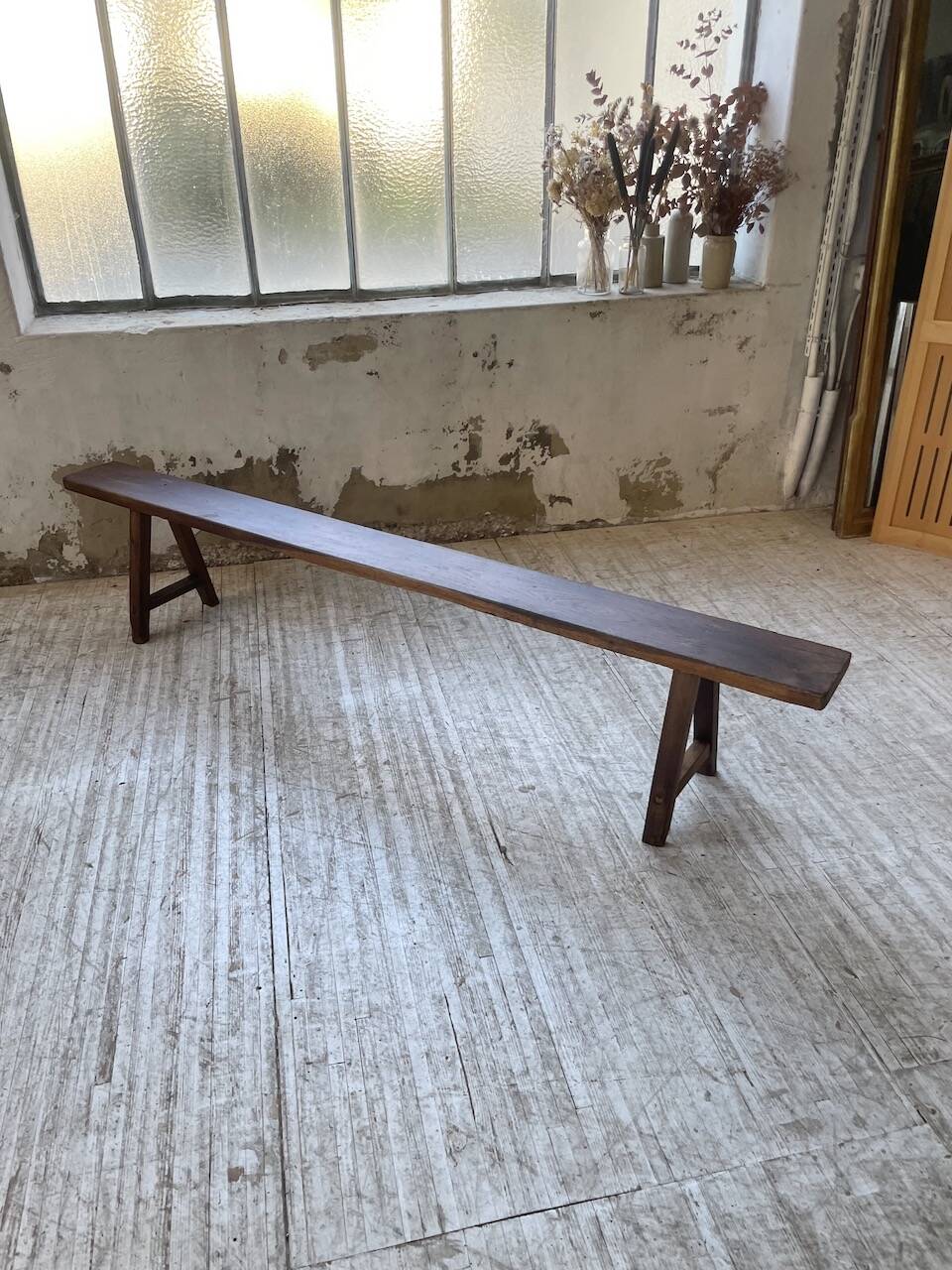 Solid oak bench 230 cm