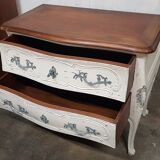 Beautiful curved chest of drawers in patinated Louis XV style