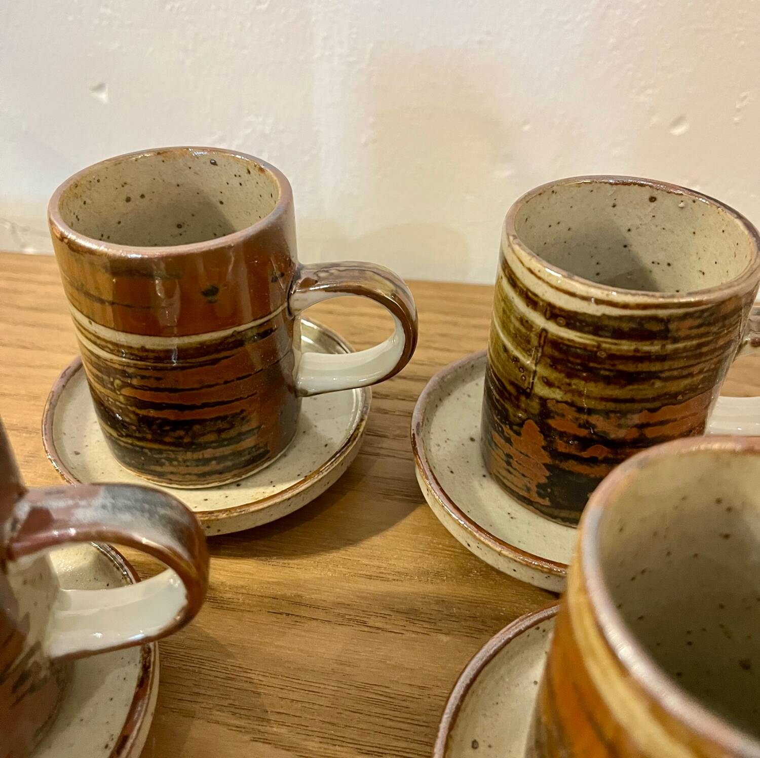 Set of 5 mugs / 2 mocha mugs in stoneware
