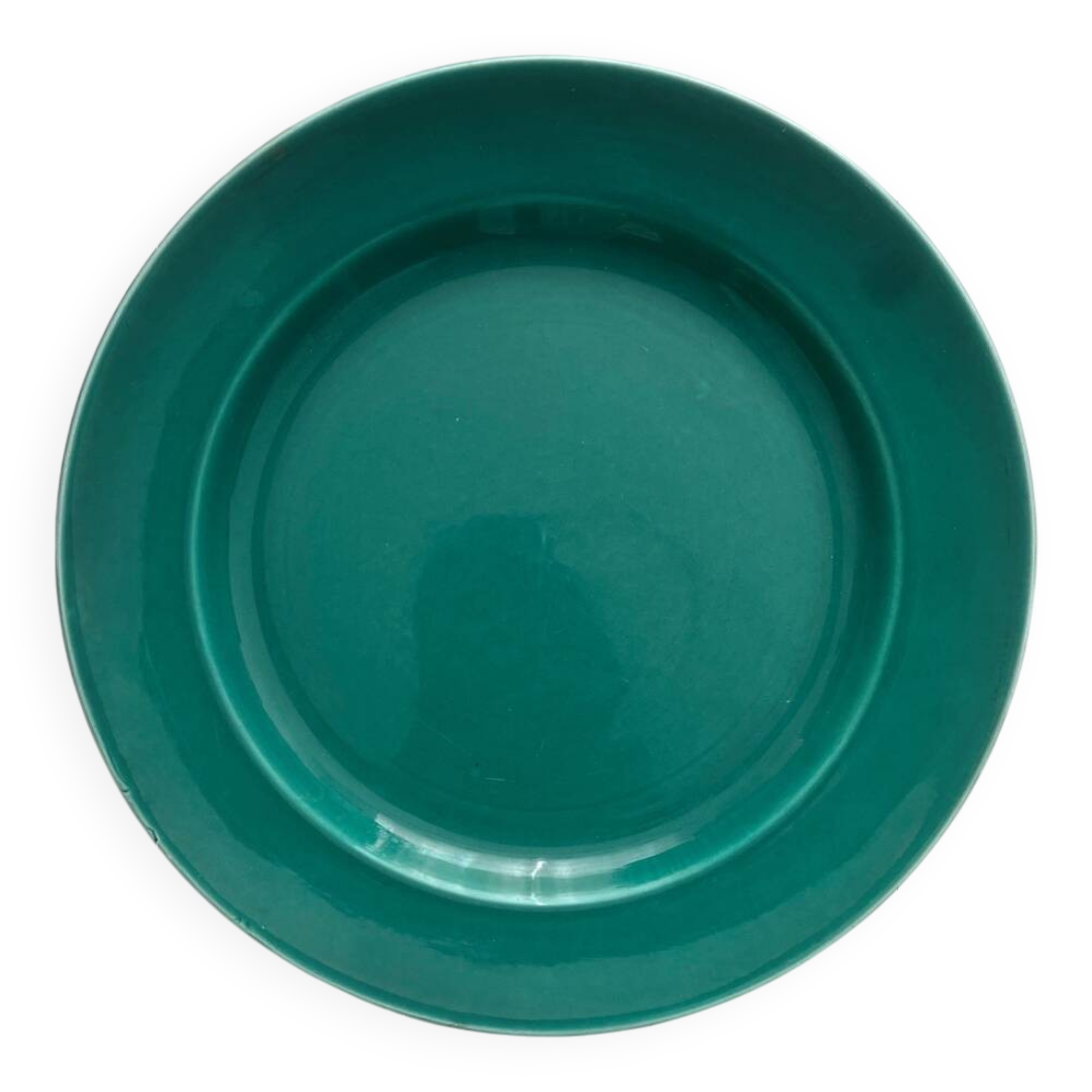 Vintage green round earthenware dish