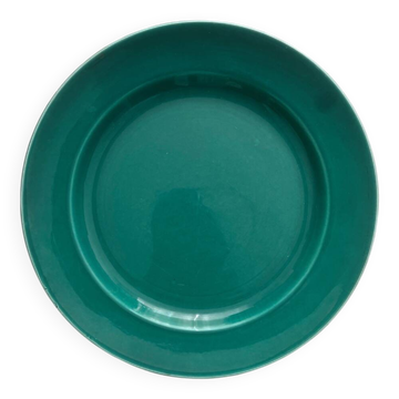 Plat rond en faïence vert vintage