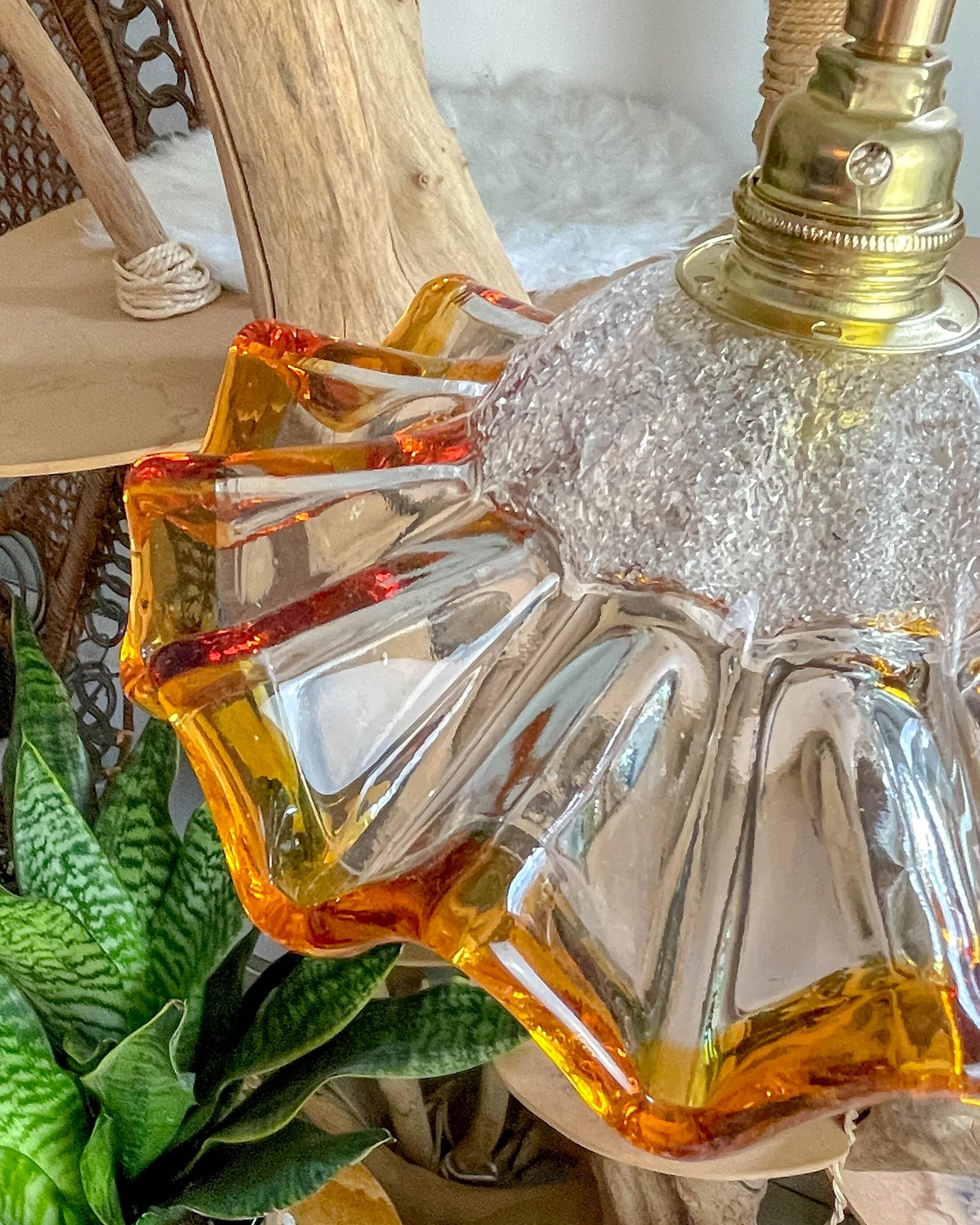 Suspension baladeuse abat-jour en verre Murano vintage – Lumière douce – Personnalisable