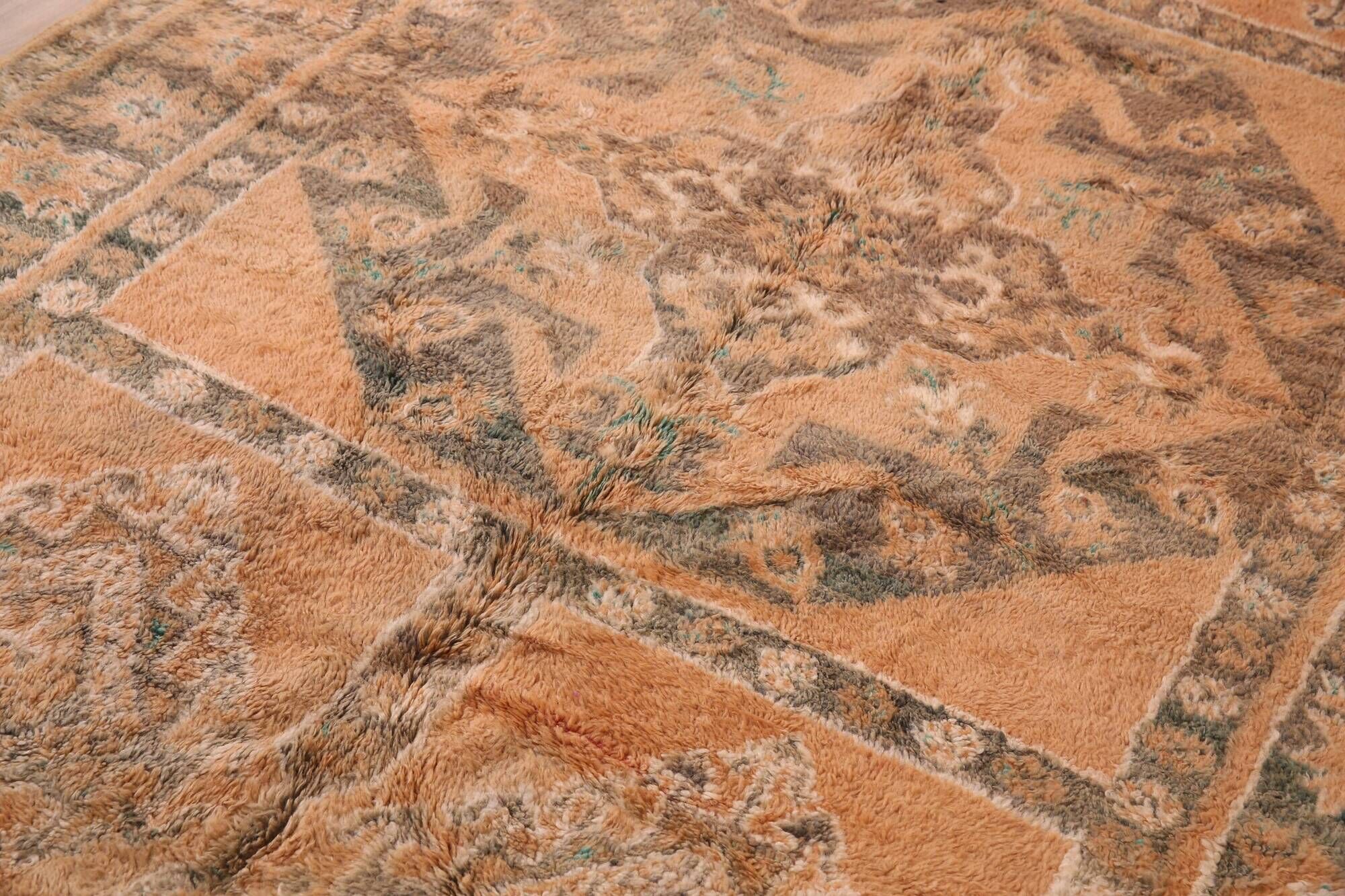 Terracotta Vintage Moroccan Rug 199 x 342 cm, Berber Handmade Wool Rug boho