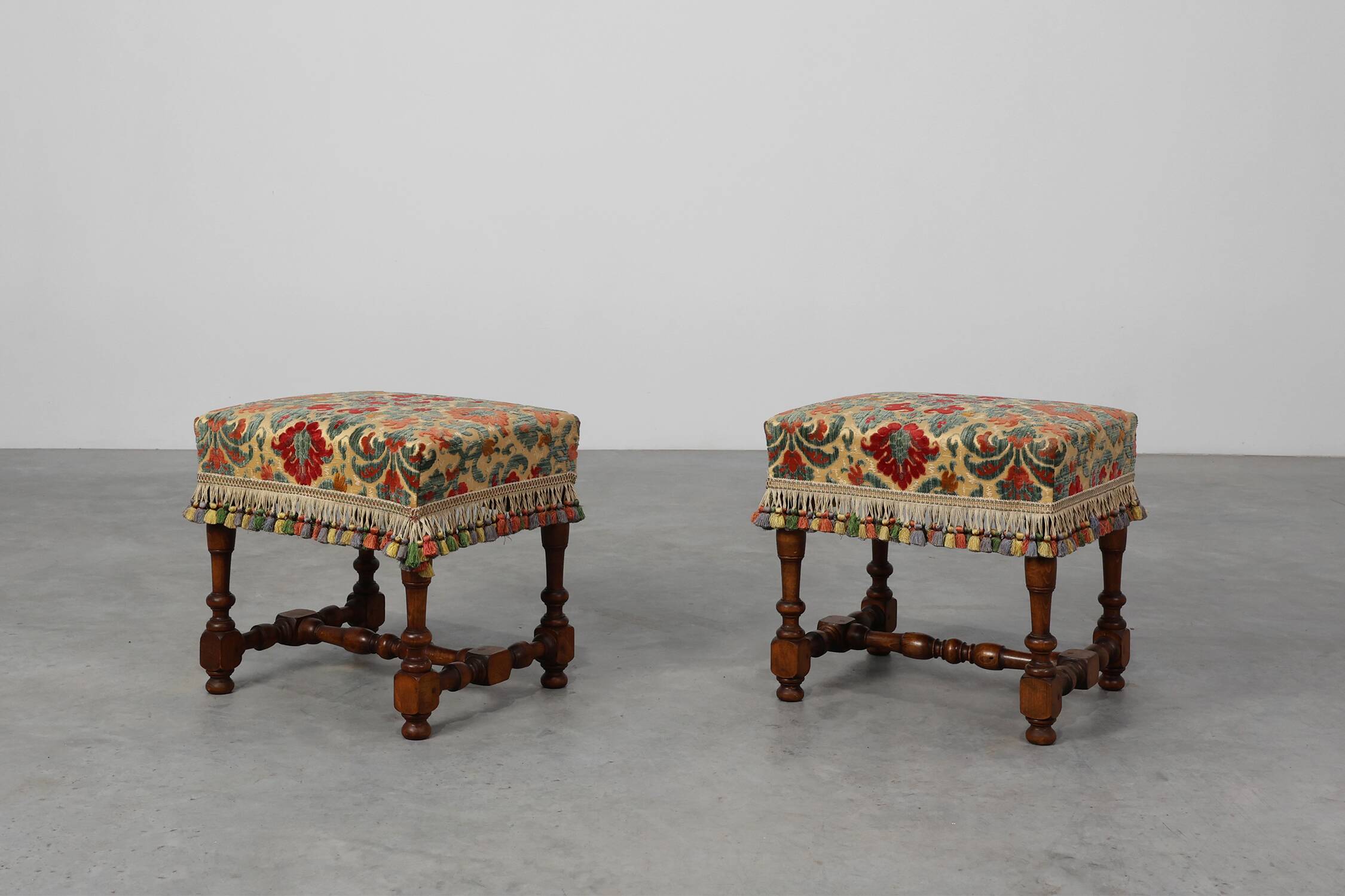 Early 20th Century Wood & Fabric footstool, France