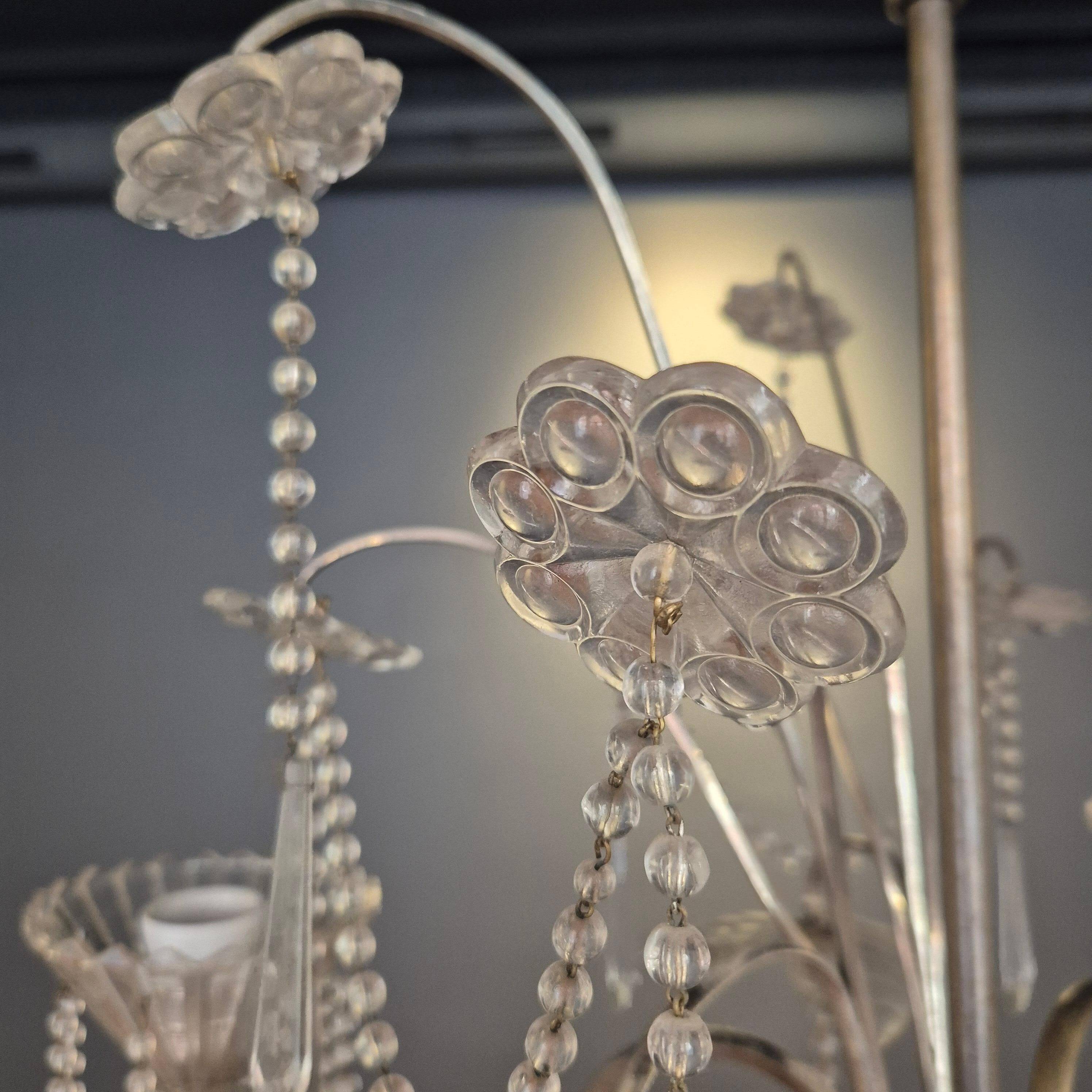 Lustre, crystal and silver-plated metal, Swedish neoclassicism