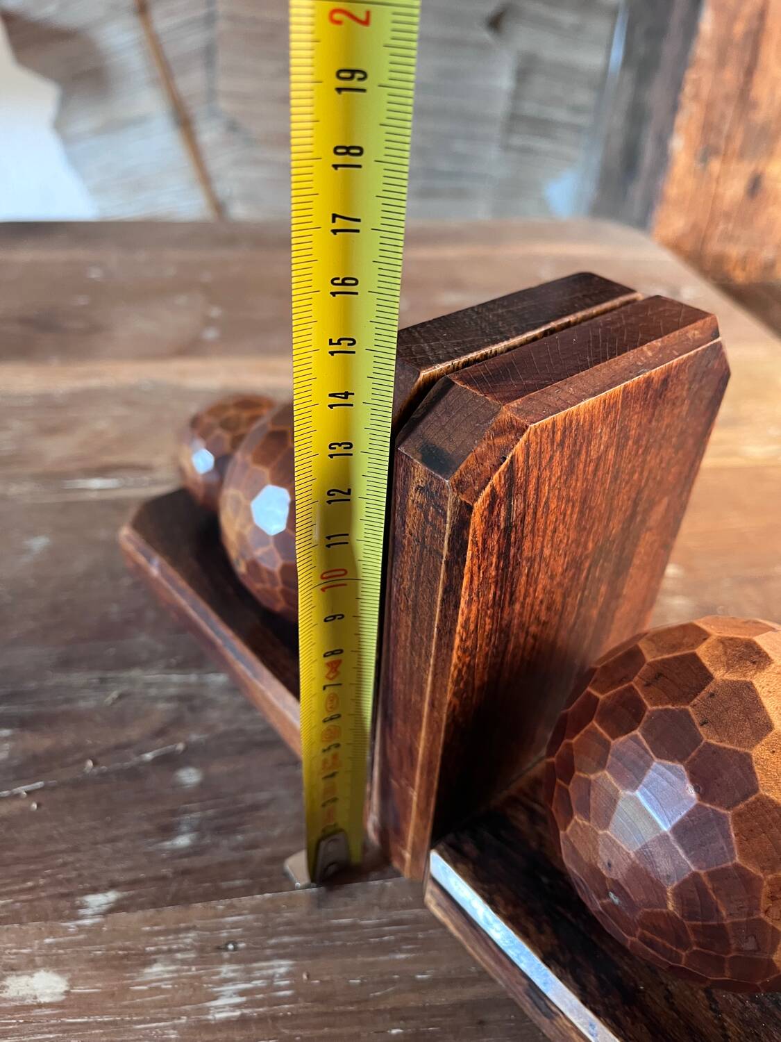 Pair of carved wooden bookends