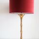 Brass bamboo table lamp by Ingo Maurer with velvet lampshade, 1960