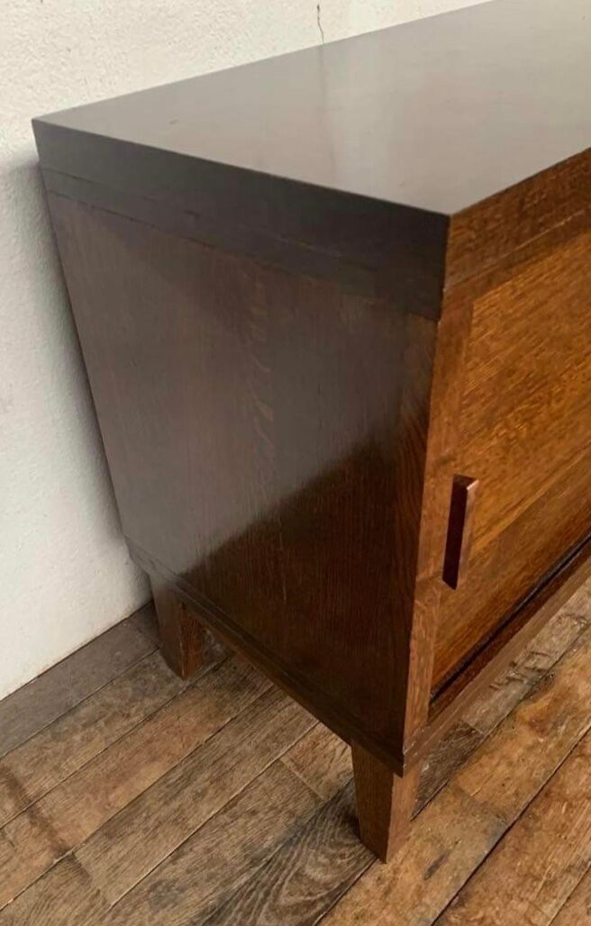 LOW FURNITURE RUSTIC SIDEBOARD MODERNIST ENFILADE HAS 2 DOORS IN CHENE - WIDTH 90 CM
