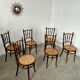 Lot 6 old vintage wooden bistro chairs brand Fischel early 20th century