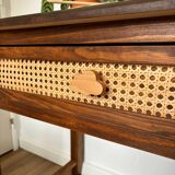 Solid wood children's desk with cane drawer