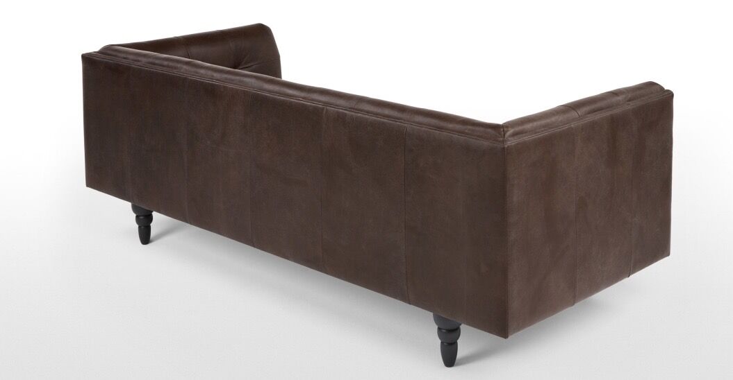 Chesterfield-style brown leather canape