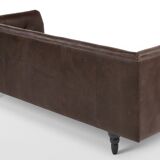 Canape en cuir marron style Chesterfield