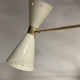Lampadario a forma di cono in ottone