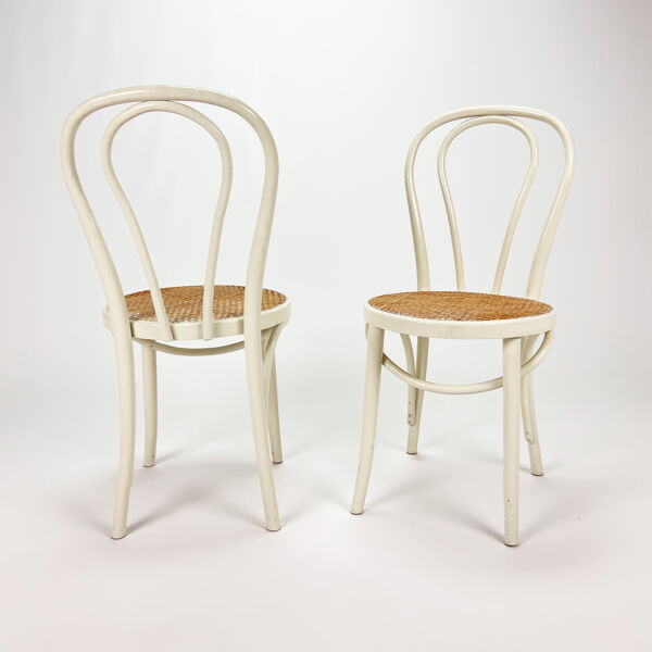 2 chaises en bois courbé et canne Zpm, années 1960