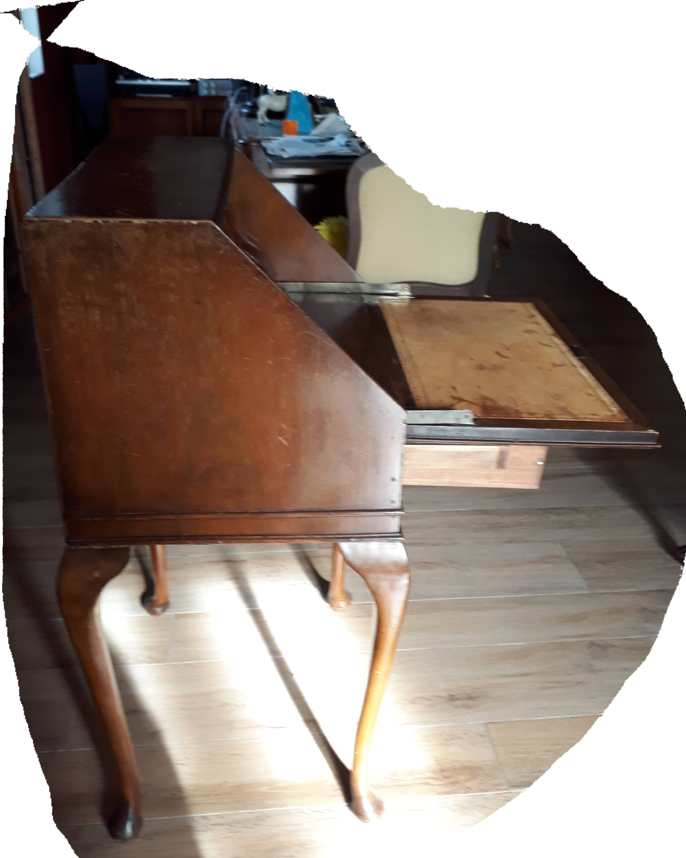 Antique secretary with drop-leaf flap