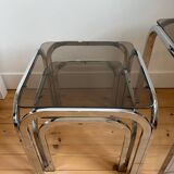 Set of 3 Roche Bobois nesting tables in smoked glass
