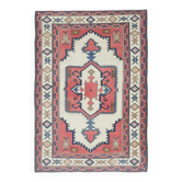 Tapis en laine et coton turc vintage noué à la main rose 192x274