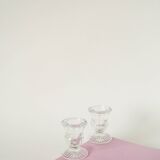 Pair of small molded glass candlesticks, 1950