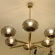 Italian Sciolari chandelier in brass, 6 burners with smoked glass, 1970
