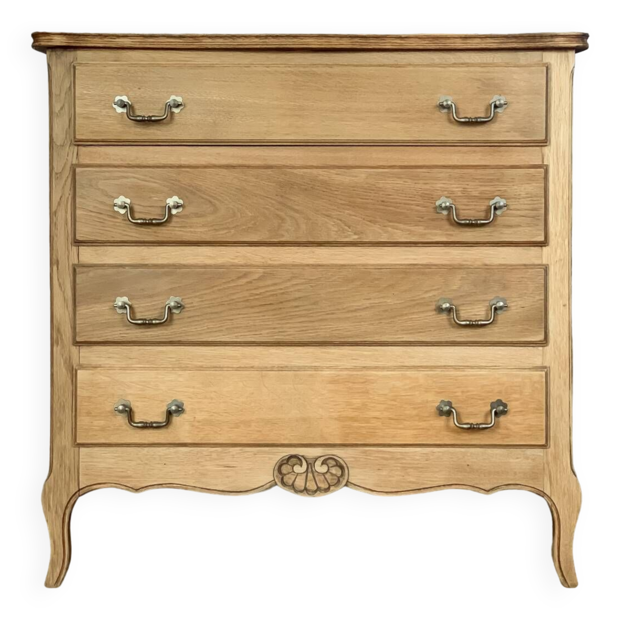 Commode bois brut vintage fleuri relooké