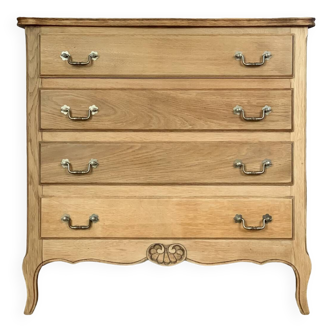 Vintage raw wood chest of drawers with flowers restyled