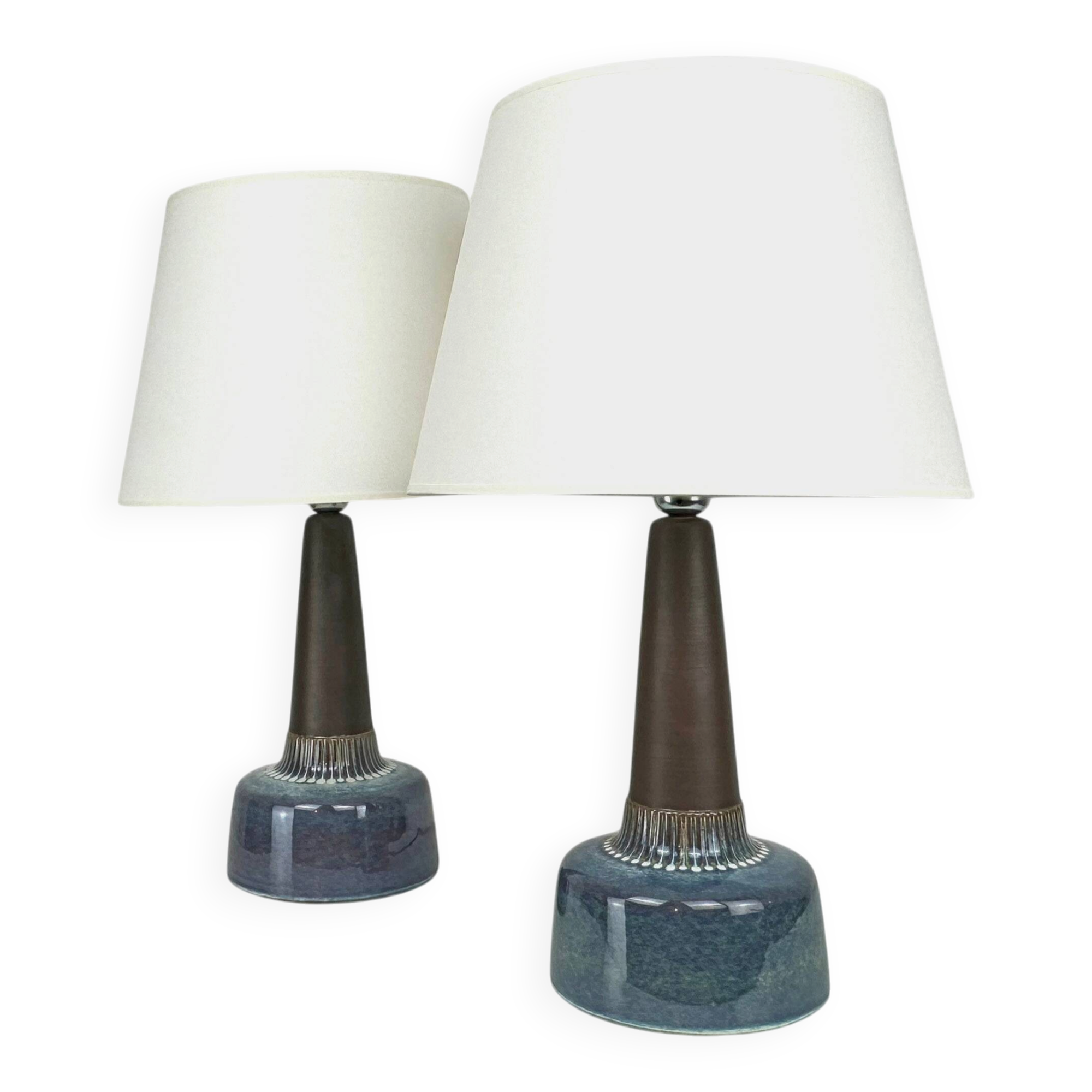 Pair of large blue table lamps Søholm Einar Johansen Denmark 1960s