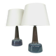 Pair of large blue table lamps Søholm Einar Johansen Denmark 1960s