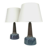Pair of large blue table lamps Søholm Einar Johansen Denmark 1960s