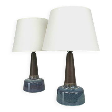 Pair of large blue table lamps Søholm Einar Johansen Denmark 1960s