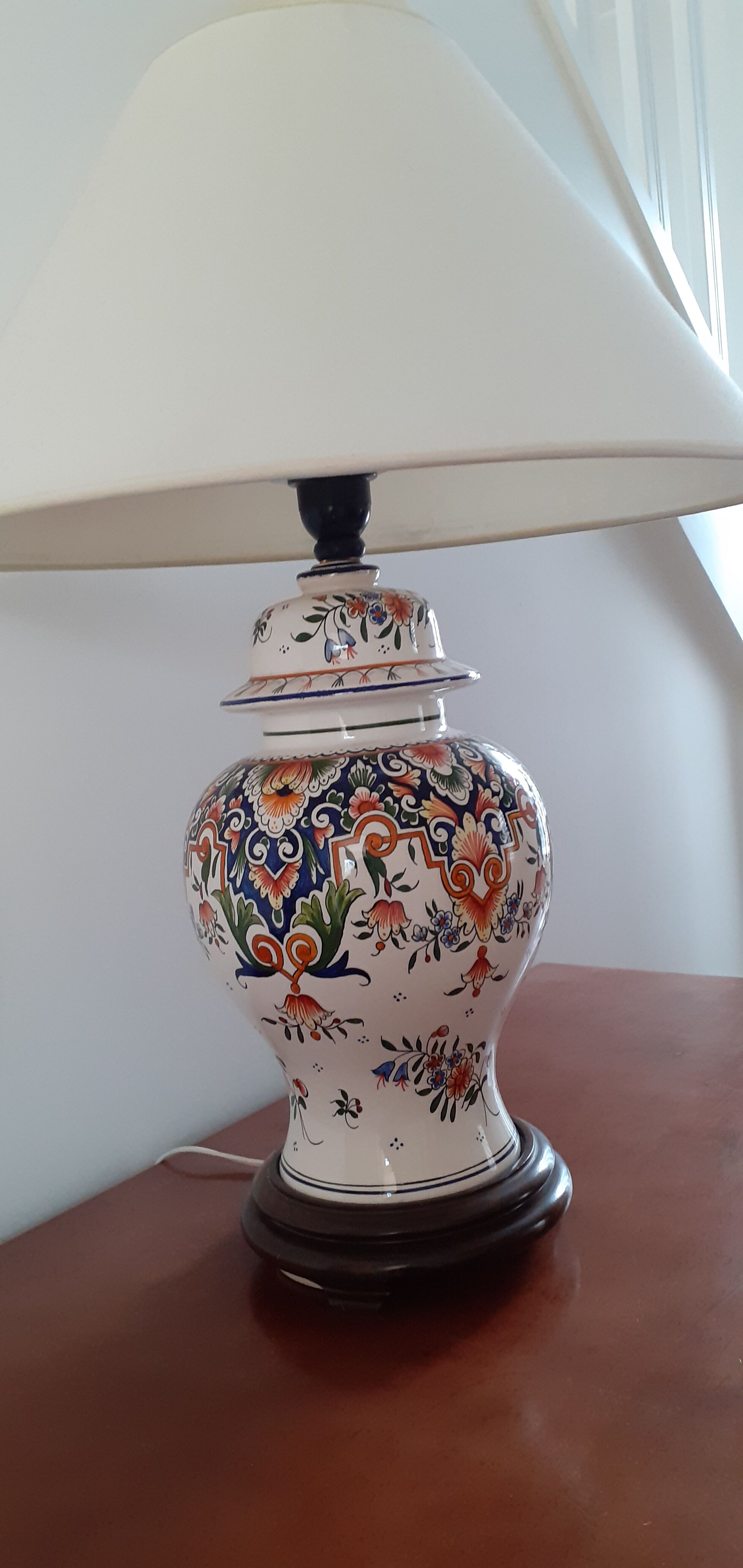 Table lamp foot earthenware decoration old Rouen