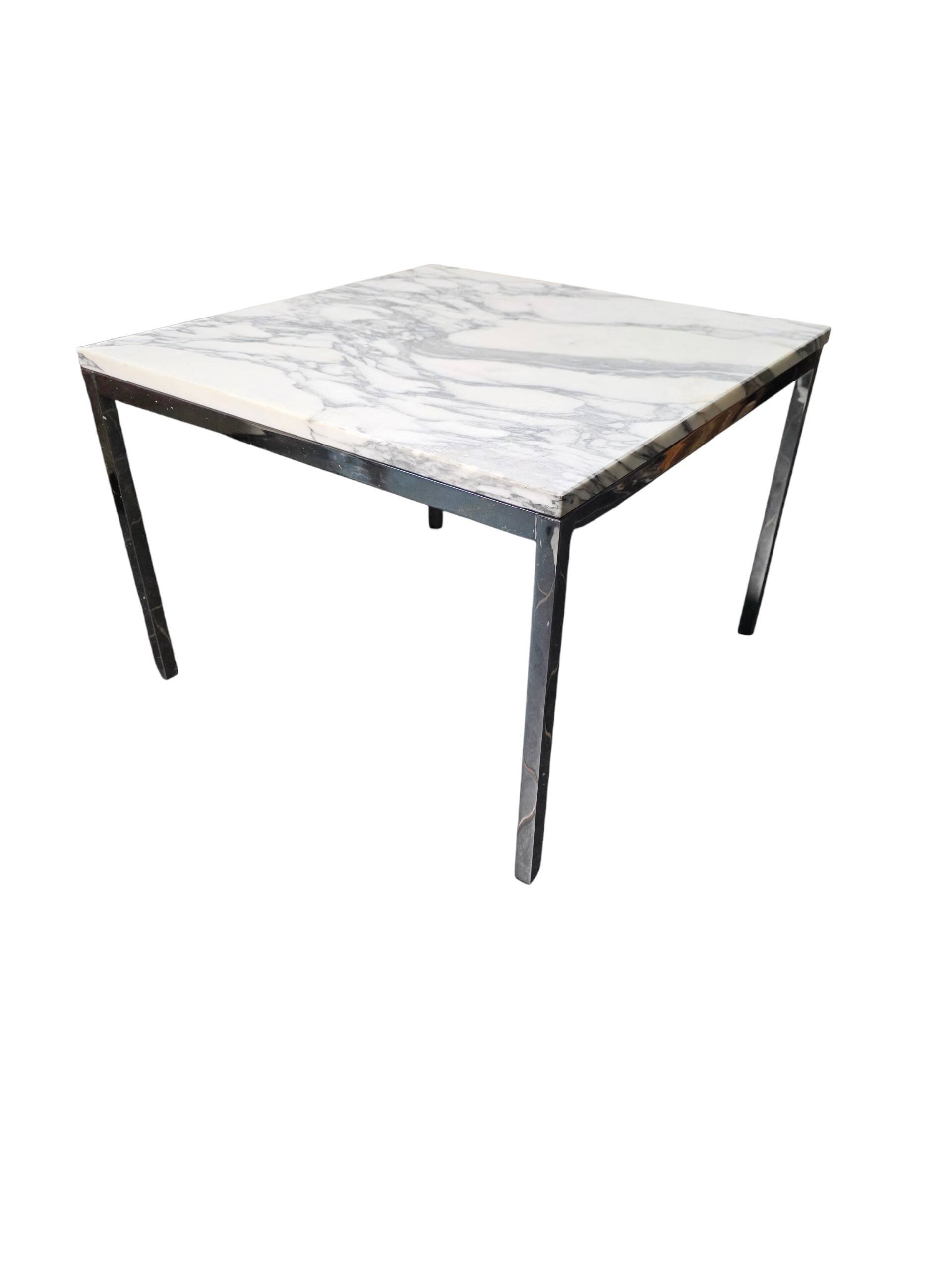 Table basse Roche Bobois en métal chromé dessus marbre,  1970
