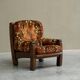 Brutalist lounge chair in solid oak and velvet from the 1960s.