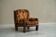 Brutalist lounge chair in solid oak and velvet from the 1960s.