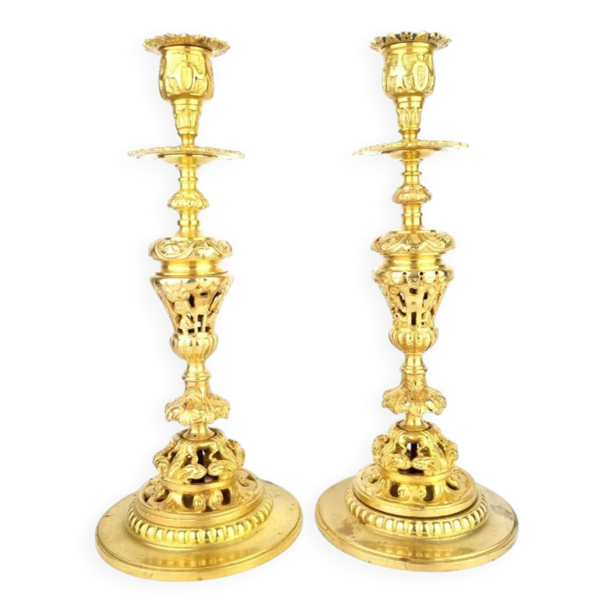 Pair of 19th century bronze candlesticks