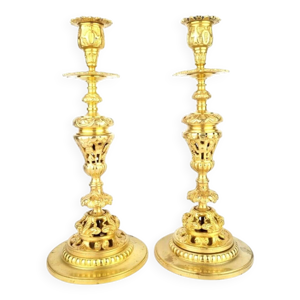 paire de bougeoirs en - bronze