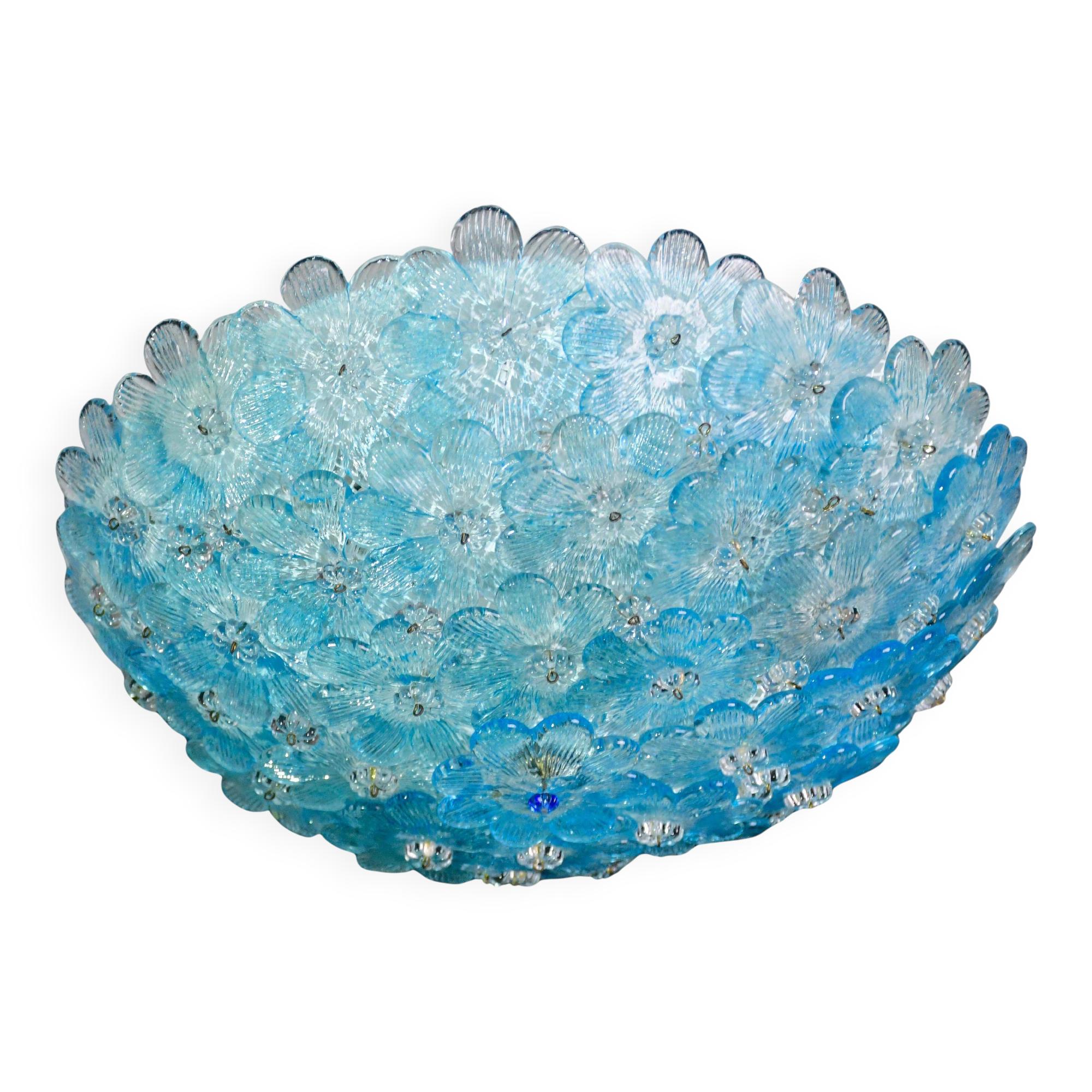 Amazing Murano ceiling light blu rubino flower by Seguso for Venini, Italy