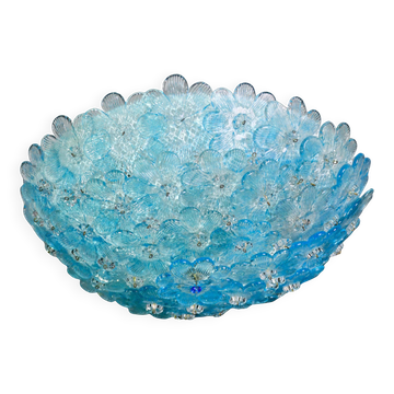 Amazing Murano ceiling light blu rubino flower by Seguso for Venini, Italy