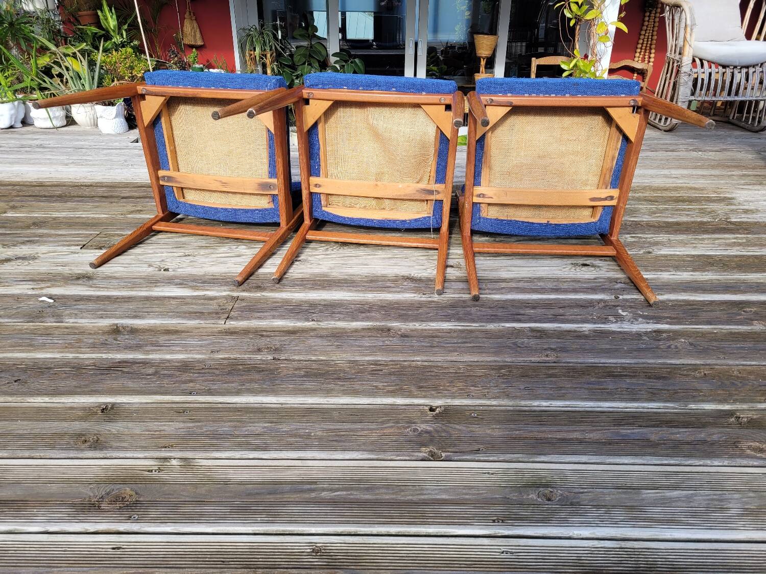 Set of 3 padded seat chairs