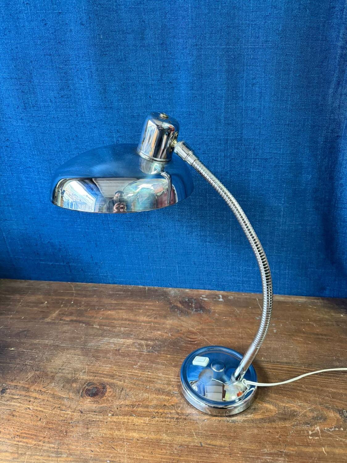Vintage chrome desk lamp by Giovanni Michelucci for Lariolux