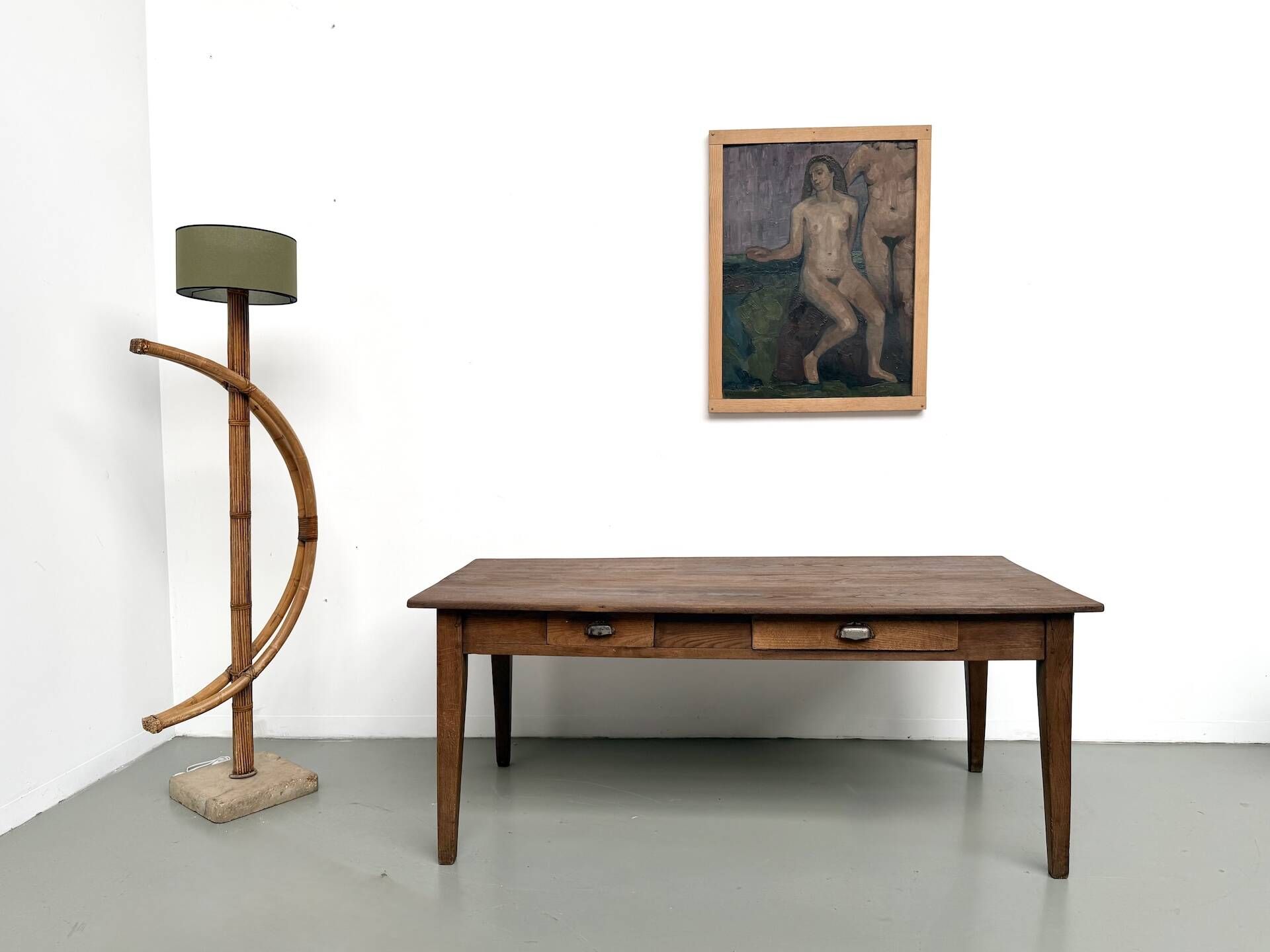Solid oak farmhouse table, 1930s.