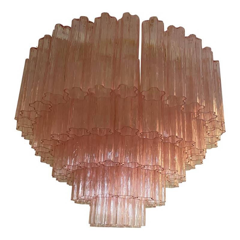 Lustre en verre de Murano rose « Tronchi »