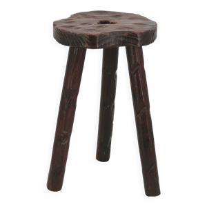 tabouret tripode en bois,